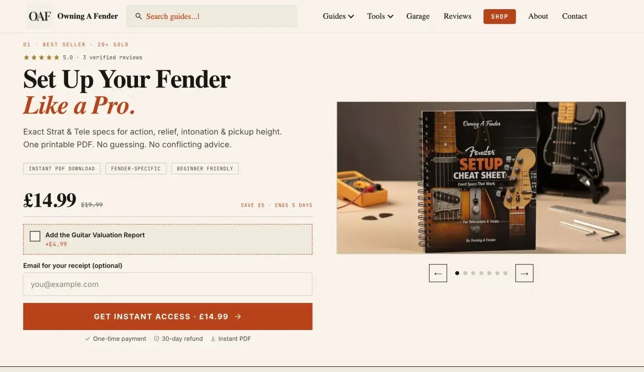 The product page hero as a featured carousel slide