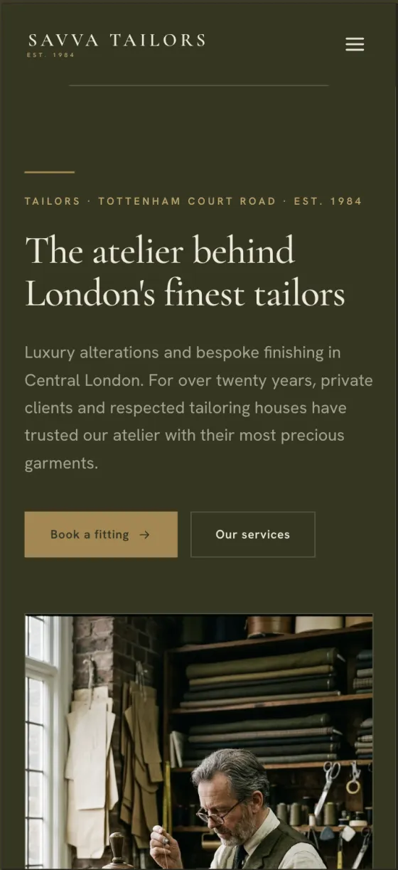 Redesigned Savva Tailors website